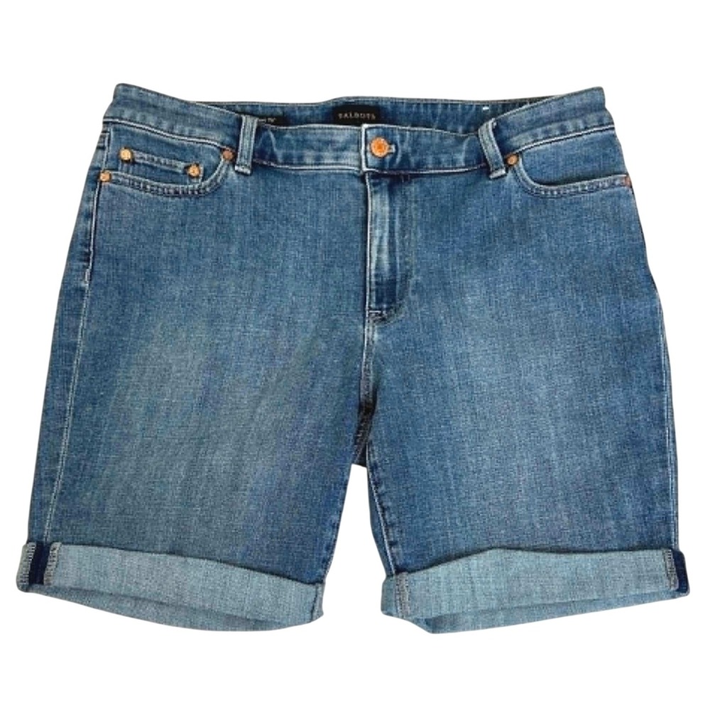 Talbots Girlfriend Denim Shorts Oceanside Wash Blue Cuffed 12P Petite